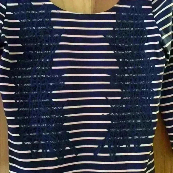 Free People Nautical & Knotty Dress Lace Striped Navy Blue - Picture 2 of 7